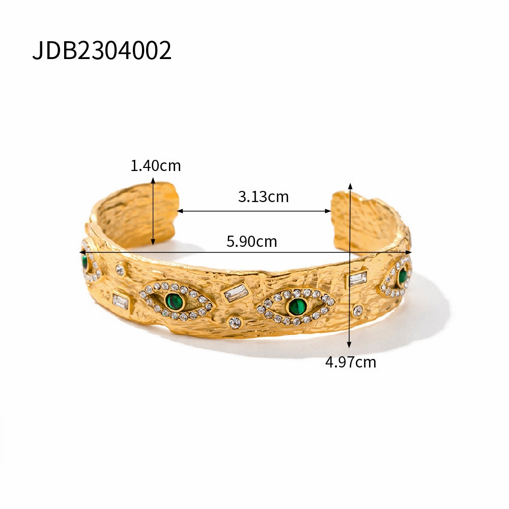 Wholesale 18K Gold Stainless Steel Inlaid Zircon Square Demon Eye Square Brand Ring