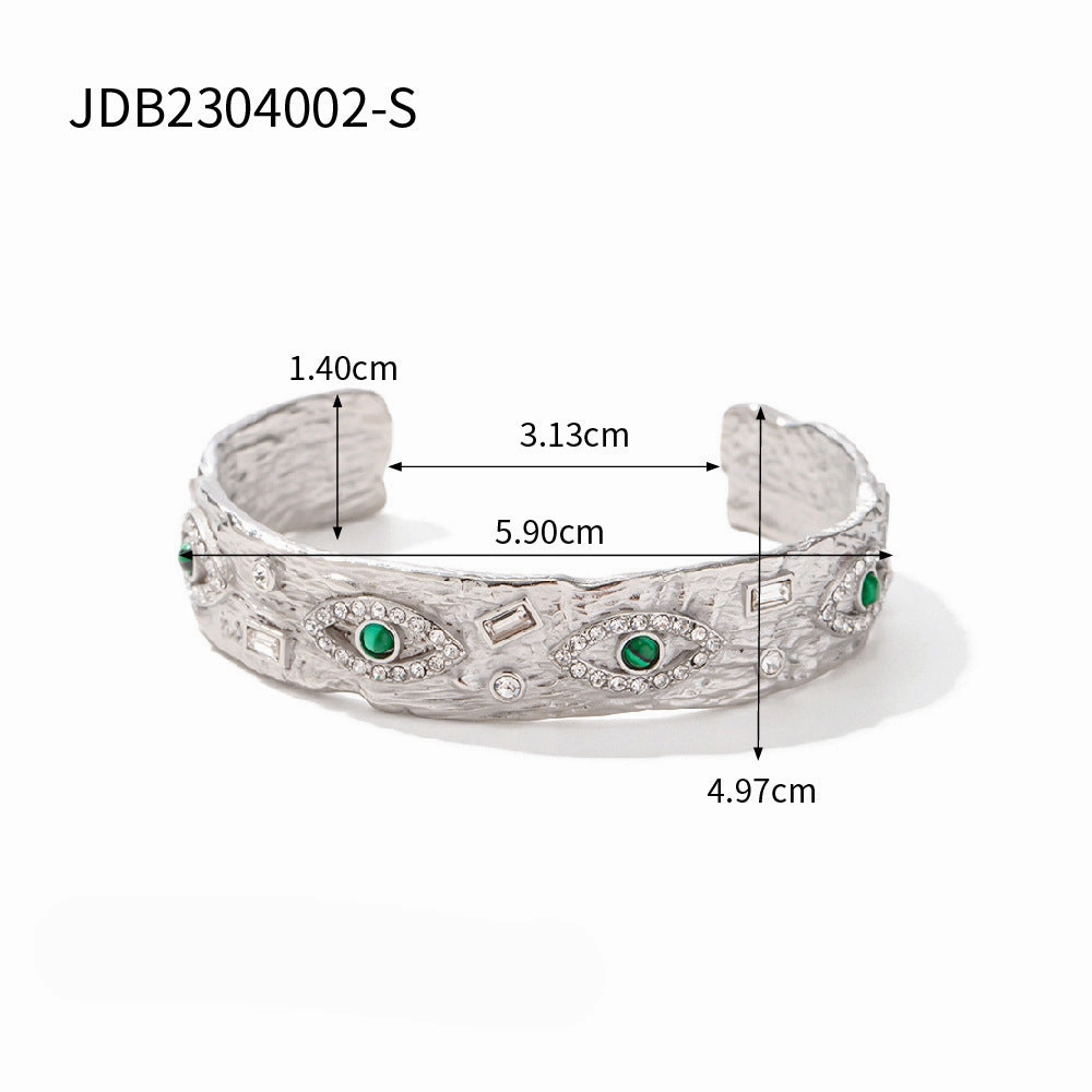 Wholesale 18K Gold Stainless Steel Inlaid Zircon Square Demon Eye Square Brand Ring