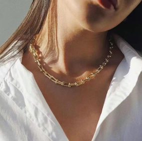 Wholesale 18k Gold Stainless Steel Jewelry Handmade U-shaped Necklace