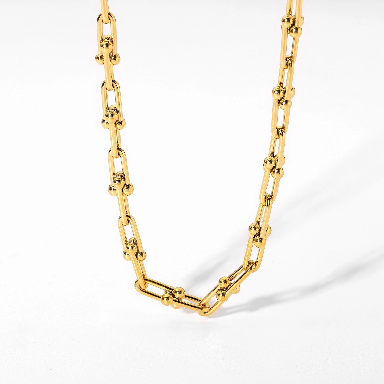 Wholesale 18k Gold Stainless Steel Jewelry Handmade U-shaped Necklace