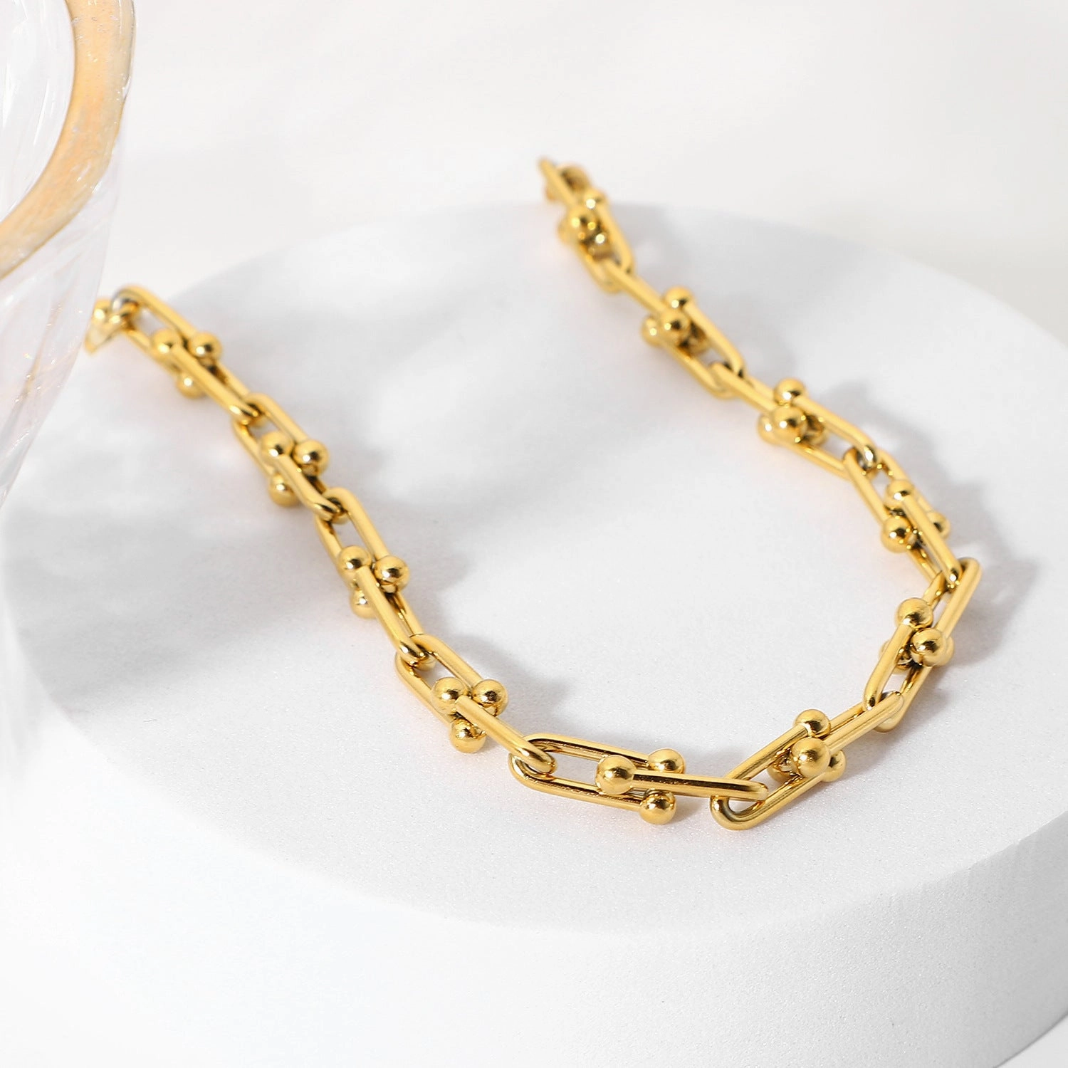 Wholesale 18k Gold Stainless Steel Jewelry Handmade U-shaped Necklace