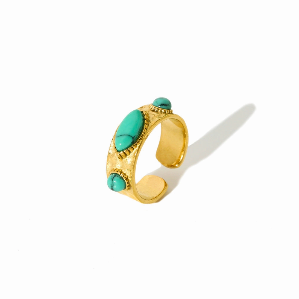 Wholesale 18K Gold Stainless Steel Ring with Natural Stone Opening