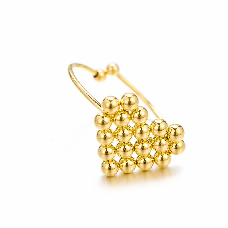 Wholesale 18K Gold Stainless Steel Round Bead Heart Opening Ring