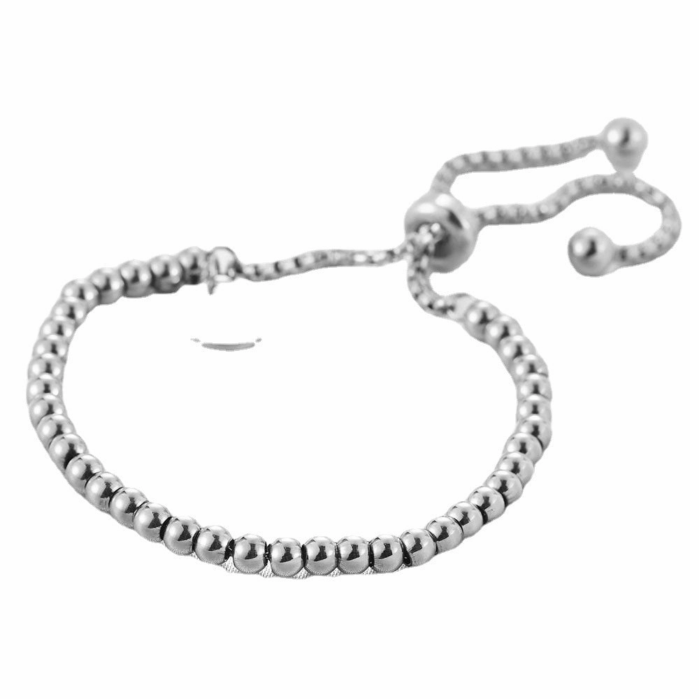Wholesale 18K Gold Stainless Steel Round Tag Adjustable Ball Bead Engraving Bracelet