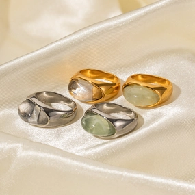 Wholesale 18k Gold Stainless Steel Transparent Closed Ring