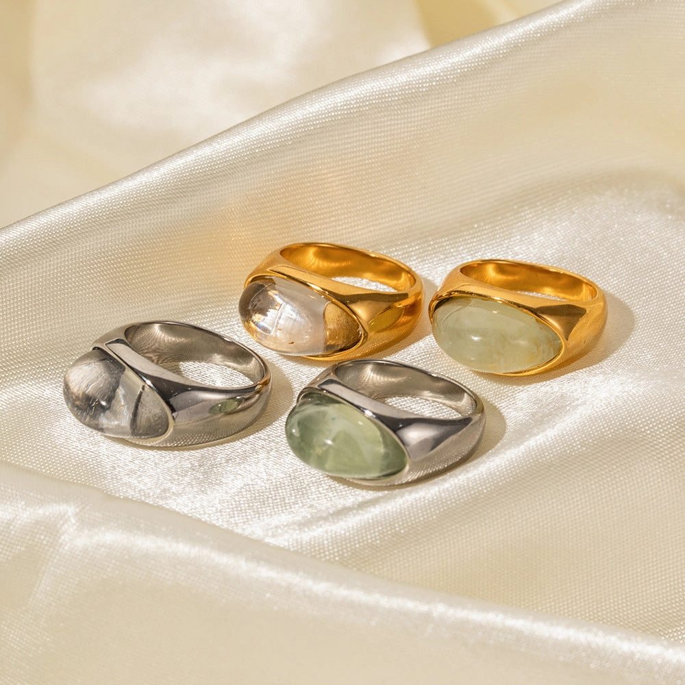 Wholesale 18k Gold Stainless Steel Transparent Closed Ring