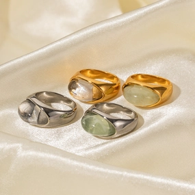Wholesale 18k Gold Stainless Steel Transparent Closed Ring