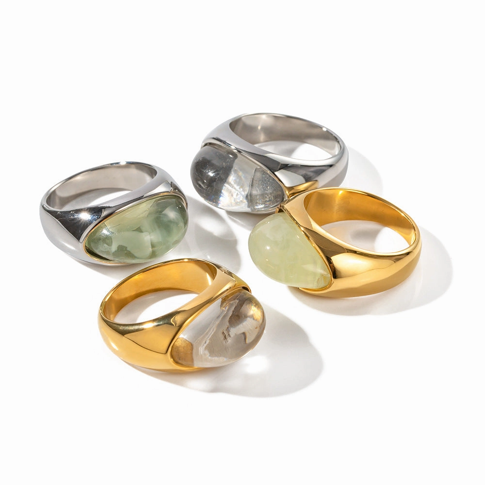 Wholesale 18k Gold Stainless Steel Transparent Closed Ring