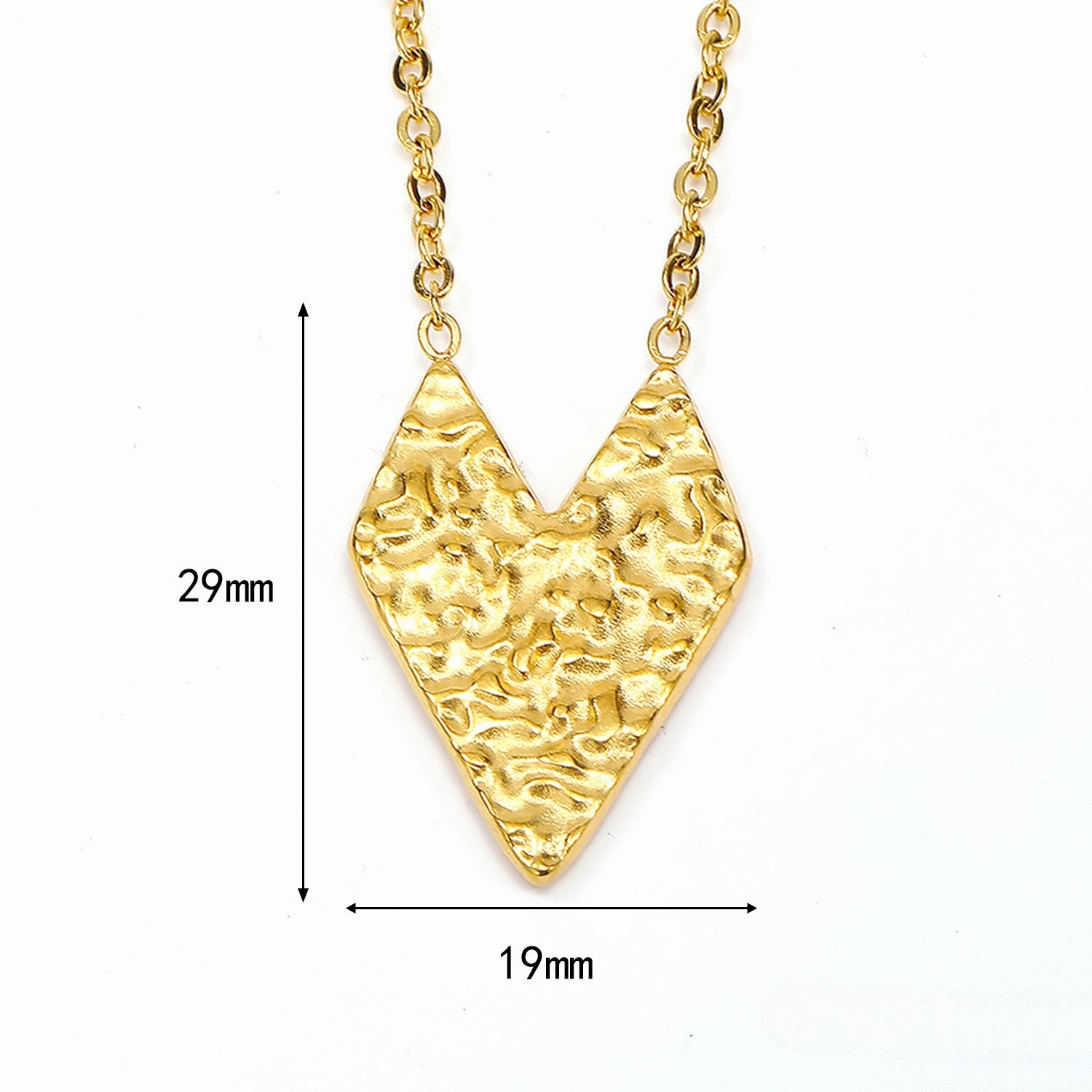 Wholesale 18K Gold Titanium Steel Hammered Heart Necklace