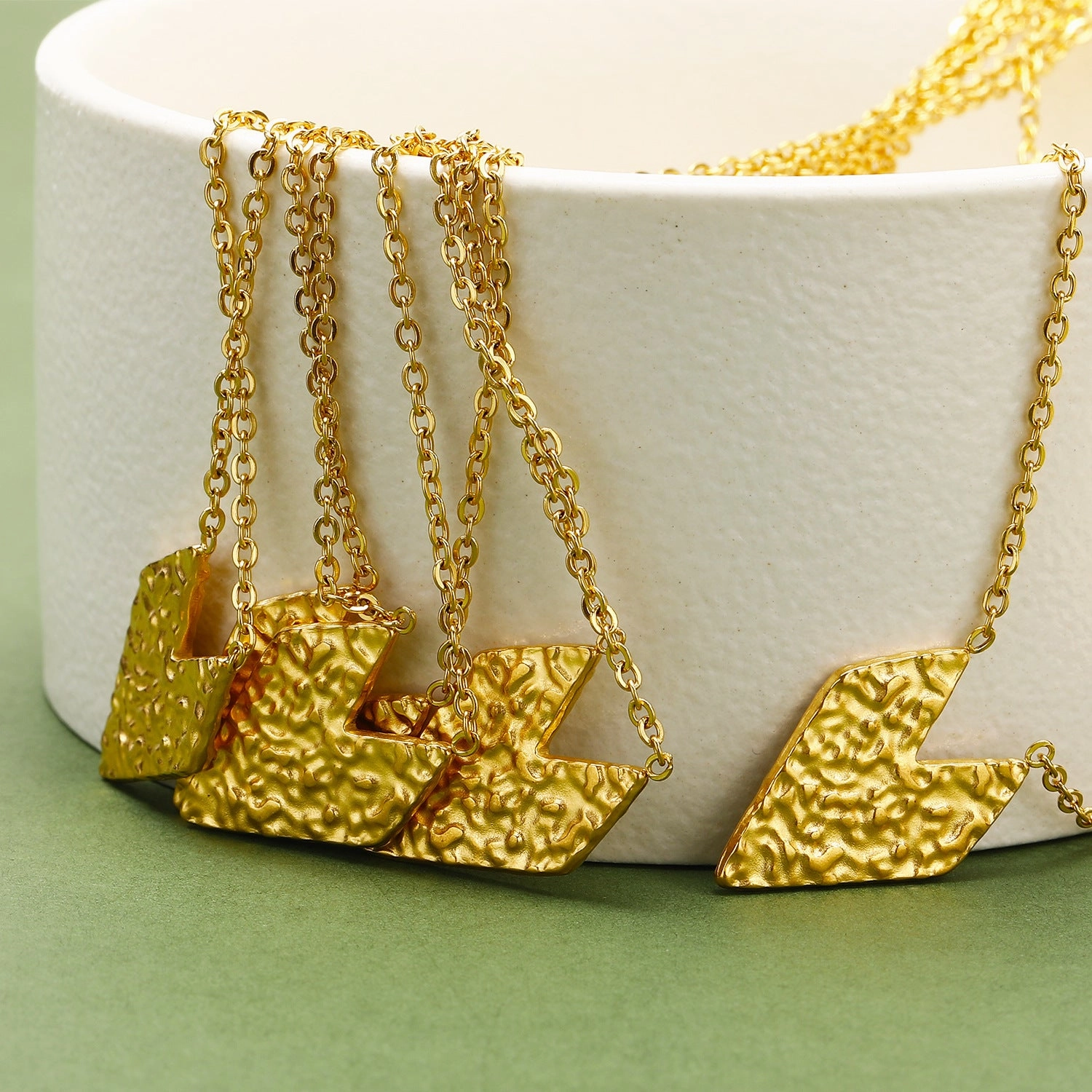 Wholesale 18K Gold Titanium Steel Hammered Heart Necklace