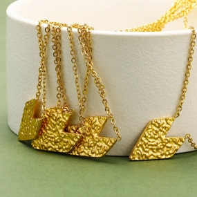Wholesale 18K Gold Titanium Steel Hammered Heart Necklace