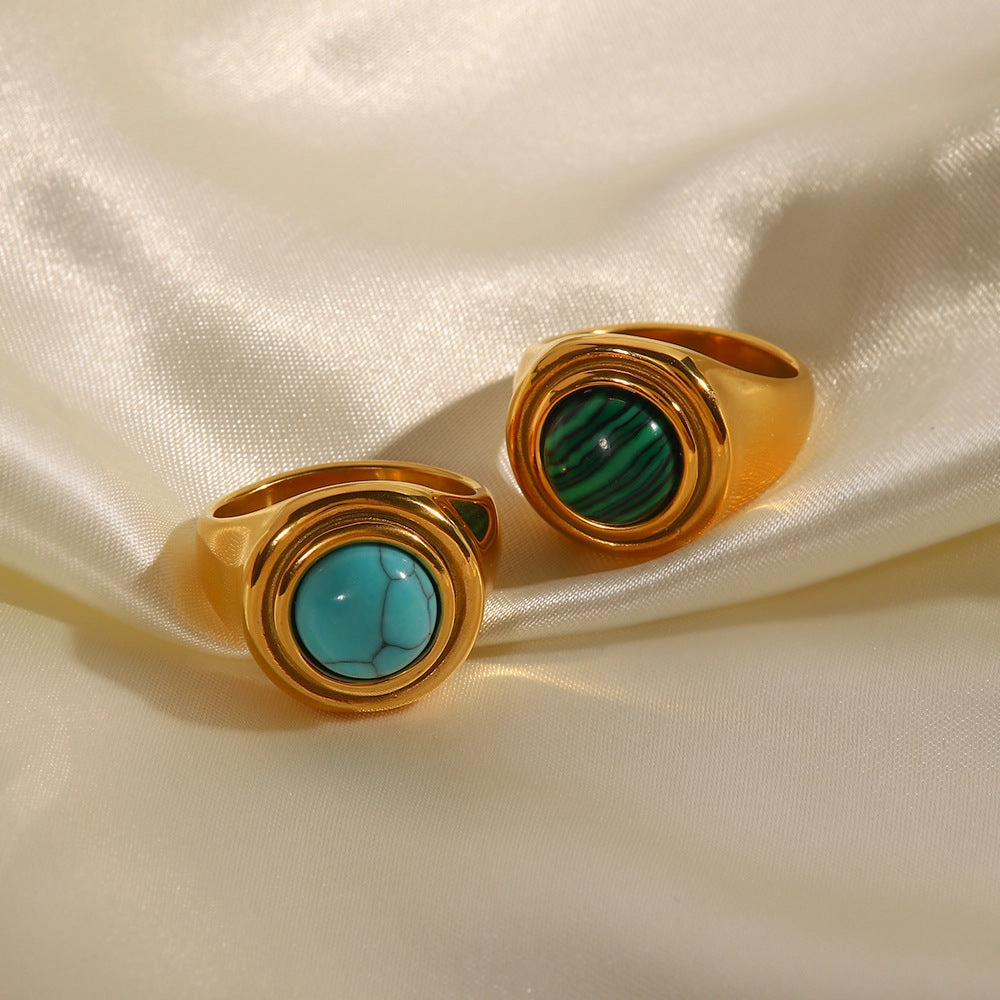 Wholesale 18K Gold Turquoise Stainless Steel Rings