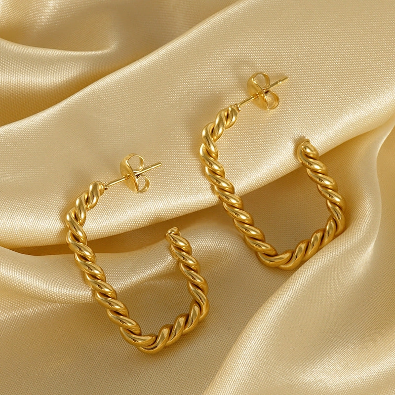 Wholesale 18k Gold Twist Square Earrings