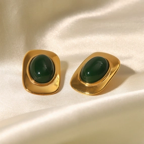 Wholesale 18k Gold Vintage Oval Earrings Stainless Steel