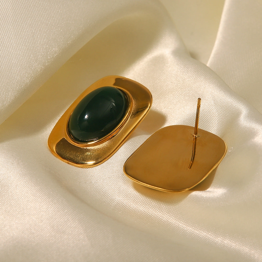 Wholesale 18k Gold Vintage Oval Earrings Stainless Steel