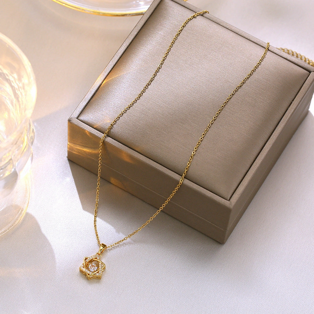 Wholesale 18k Hexagram Titanium Steel Clavicle Necklaces