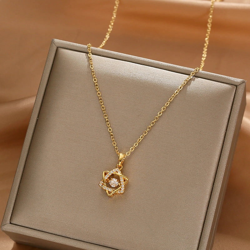 Wholesale 18k Hexagram Titanium Steel Clavicle Necklaces