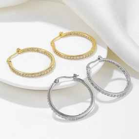 Wholesale 18k Large Circle Micropaved Full Diamond Earrings