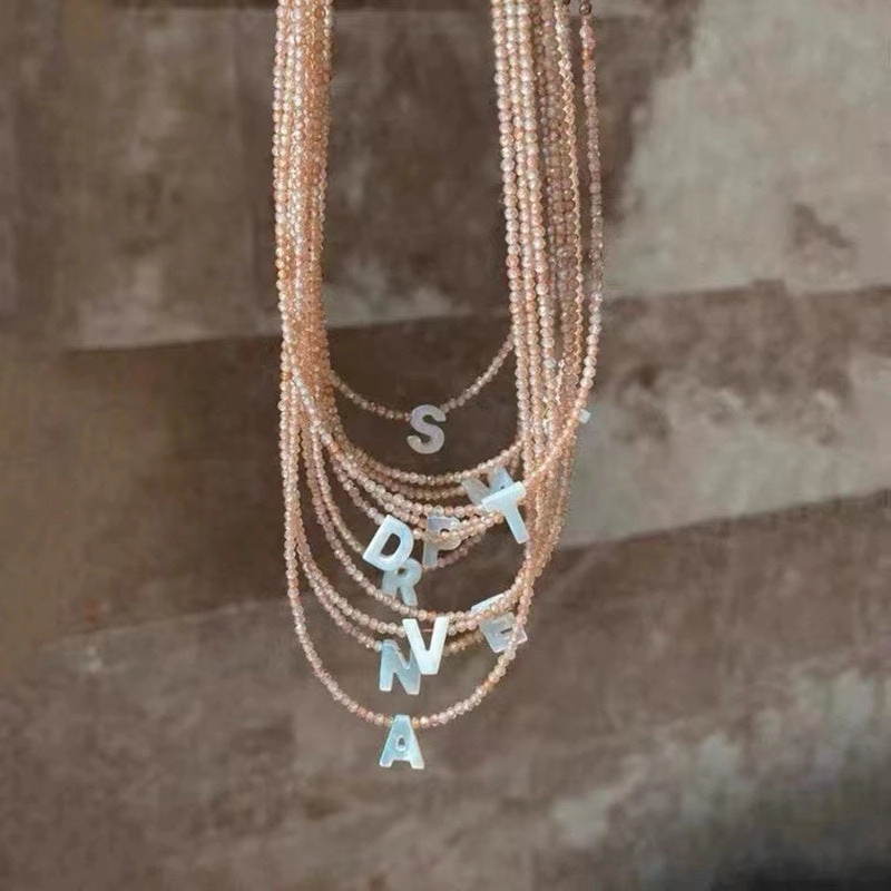 Wholesale 18k Real Gold Electroplated Titanium Steel Shell Initial Pendant Necklace