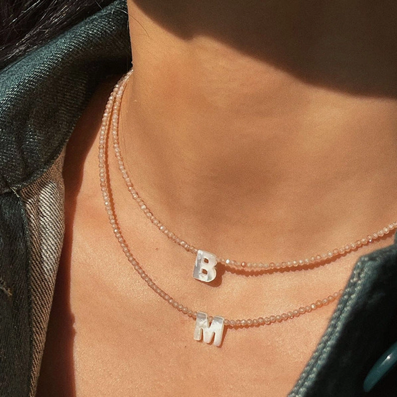 Wholesale 18k Real Gold Electroplated Titanium Steel Shell Initial Pendant Necklace
