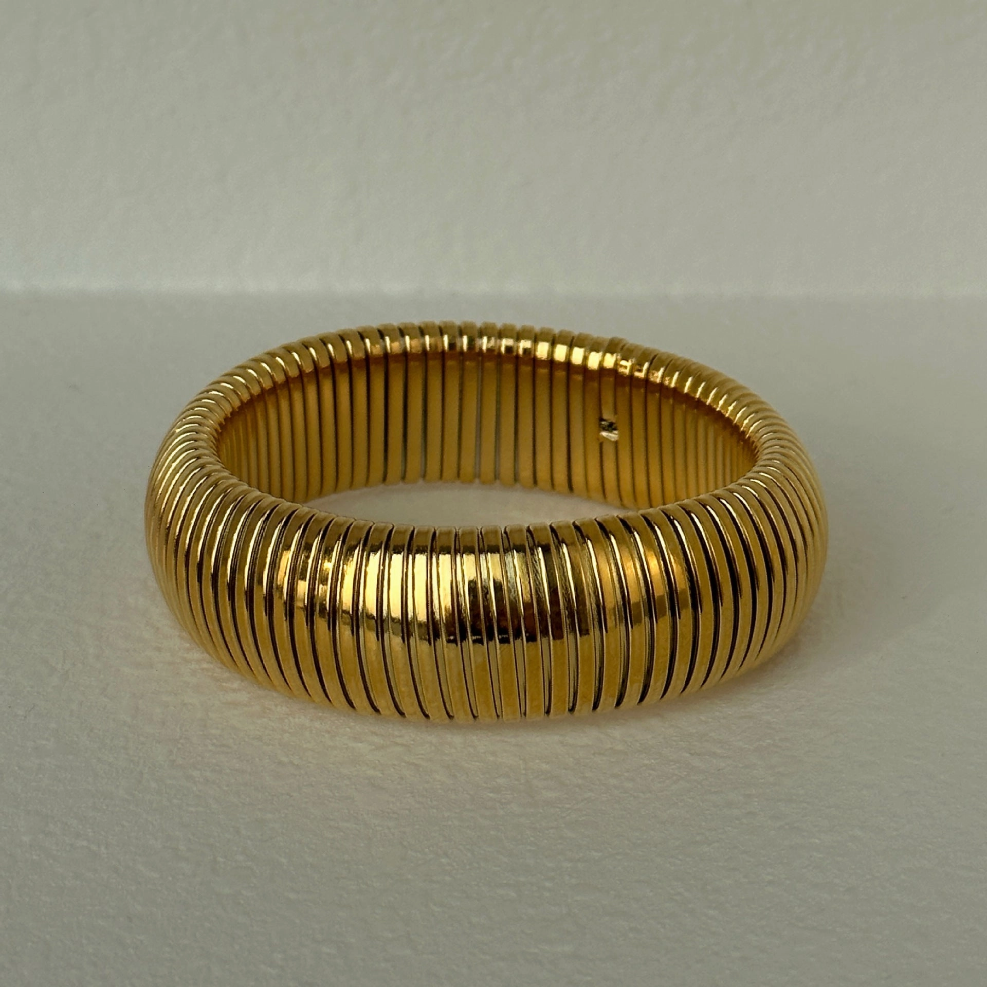 Wholesale 18k Real Gold Electroplated Titanium Steel Stretch Polished Bracelet