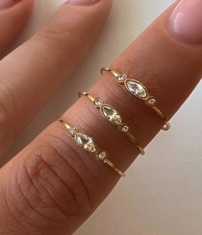 Wholesale 18k Real Gold Plated Titanium Steel Small Zircon Thin Ring