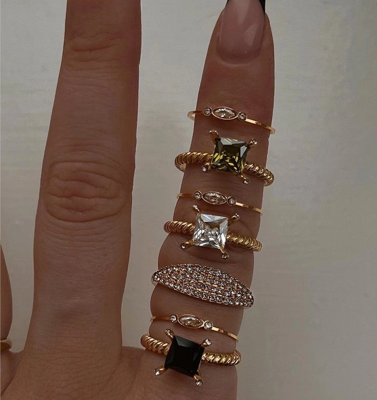 Wholesale 18k Real Gold Plated Titanium Steel Small Zircon Thin Ring