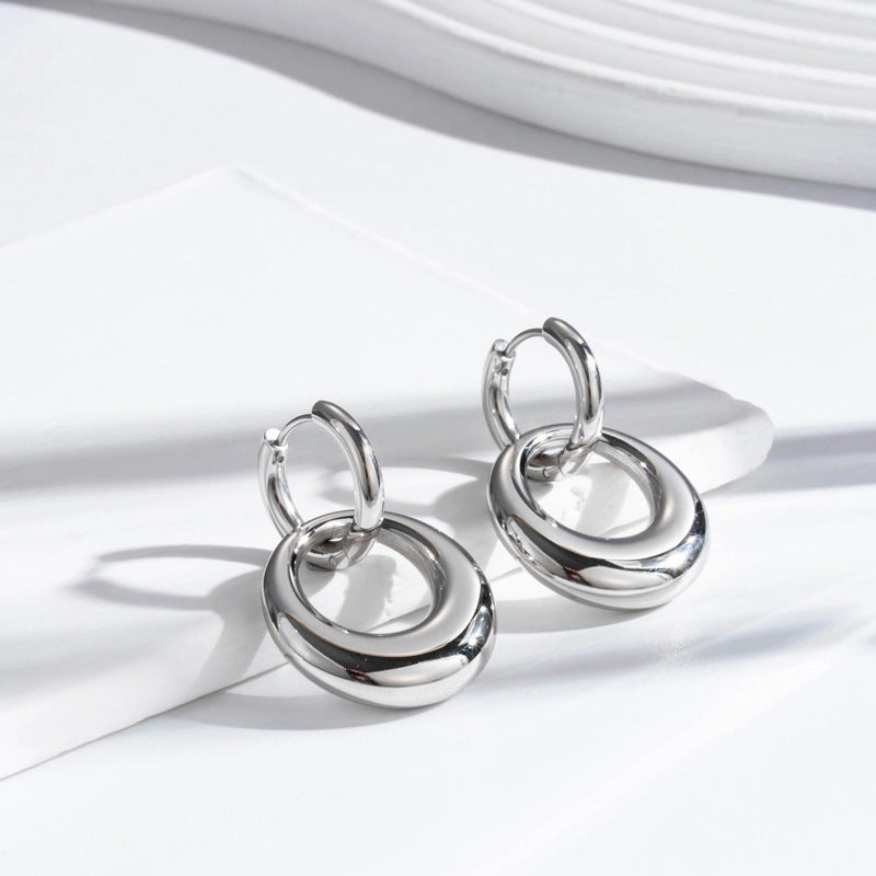 Wholesale 18K Real Gold Stainless Steel Round Earrings