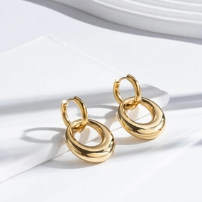 Wholesale 18K Real Gold Stainless Steel Round Earrings
