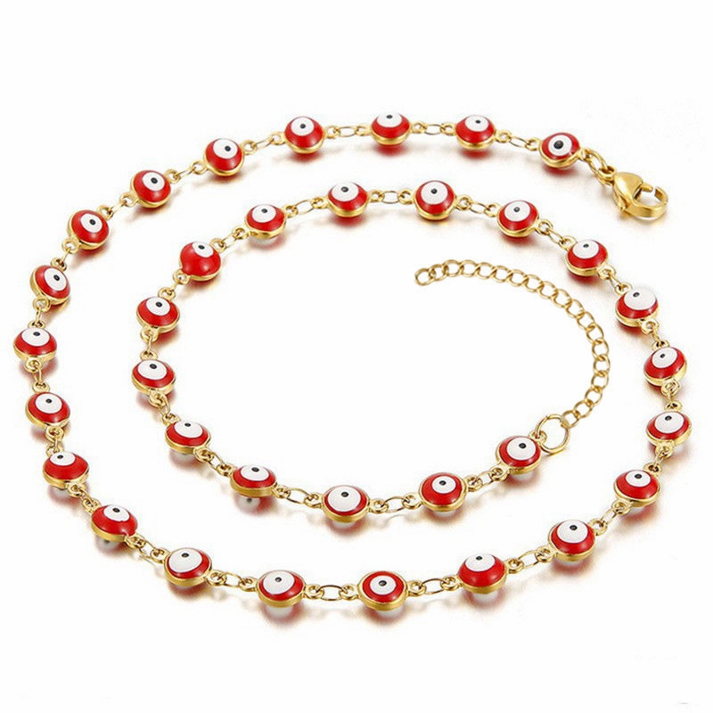Wholesale 18K Stainless Steel Bohemian Color Block Necklace OLY-NE-ZY003