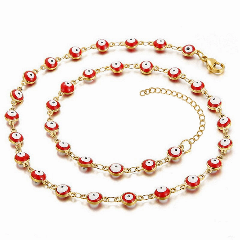Wholesale 18K Stainless Steel Bohemian Color Block Necklace OLY-NE-ZY003