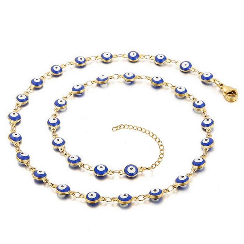 Wholesale 18K Stainless Steel Bohemian Color Block Necklace OLY-NE-ZY003