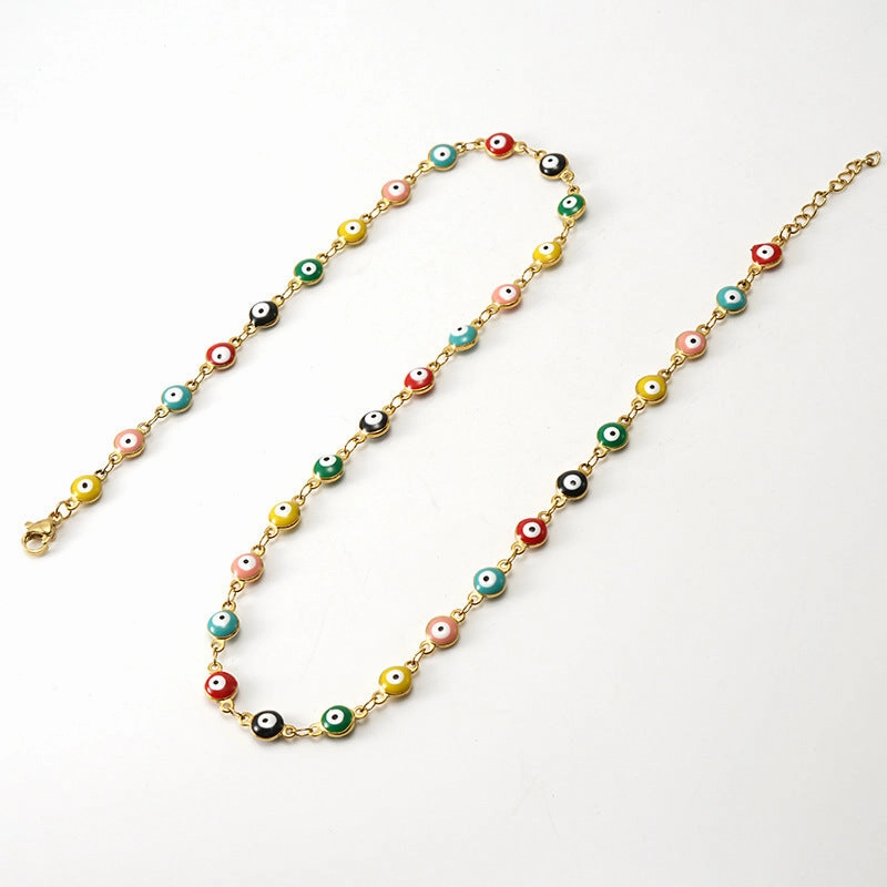 Wholesale 18K Stainless Steel Bohemian Color Block Necklace OLY-NE-ZY003