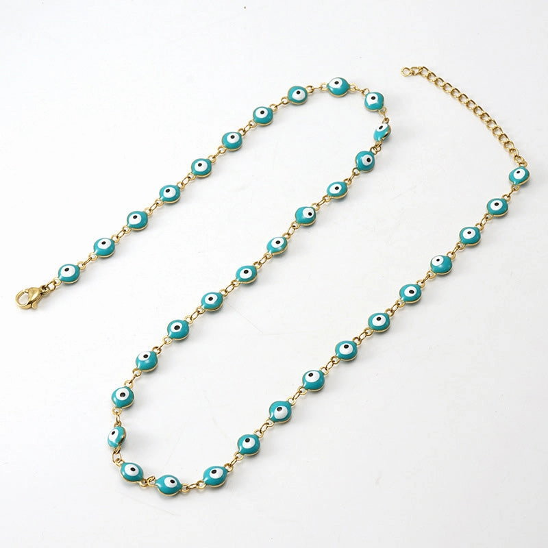 Wholesale 18K Stainless Steel Bohemian Color Block Necklace OLY-NE-ZY003