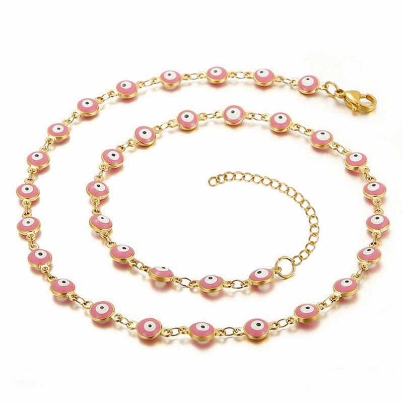 Wholesale 18K Stainless Steel Bohemian Color Block Necklace OLY-NE-ZY003