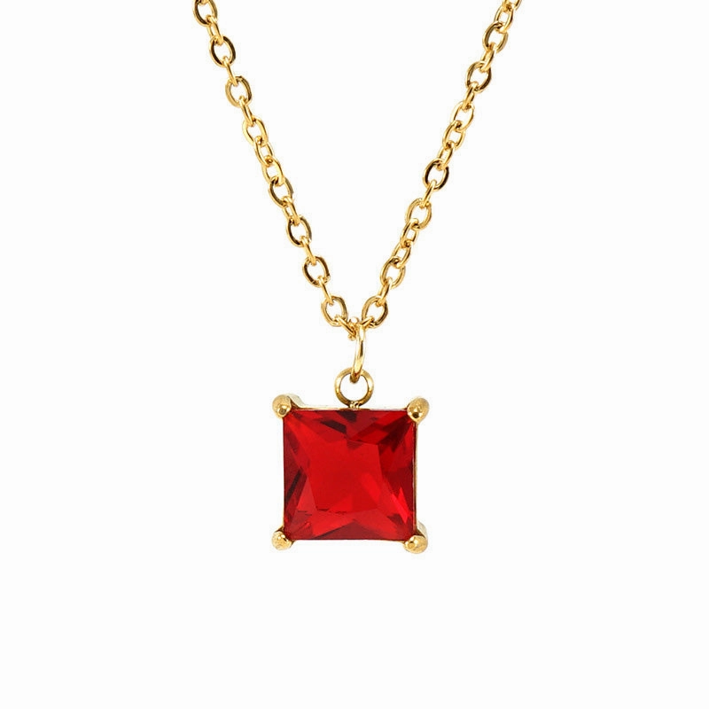 Wholesale 18K Stainless Steel Square Zircon Necklace OLY-NE-ZY001