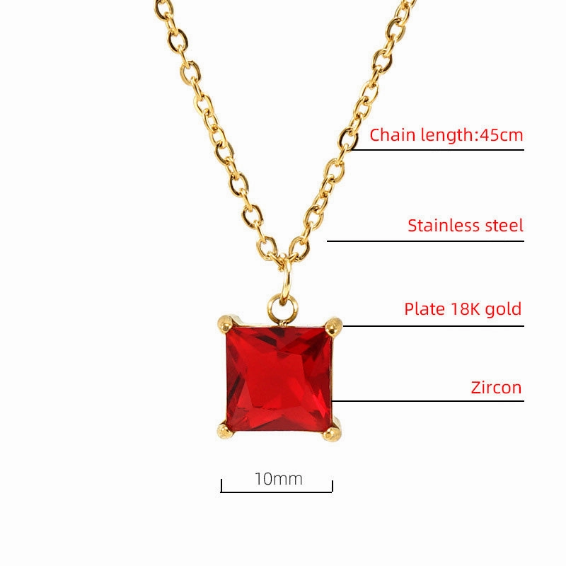 Wholesale 18K Stainless Steel Square Zircon Necklace OLY-NE-ZY001