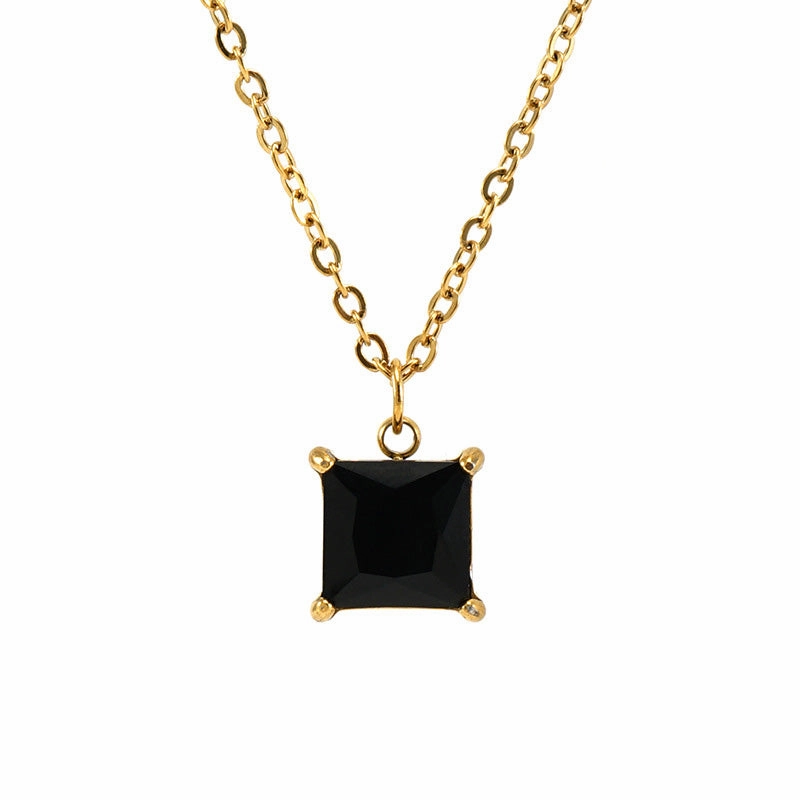 Wholesale 18K Stainless Steel Square Zircon Necklace OLY-NE-ZY001