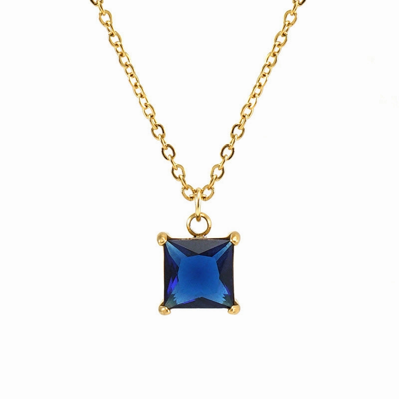 Wholesale 18K Stainless Steel Square Zircon Necklace OLY-NE-ZY001