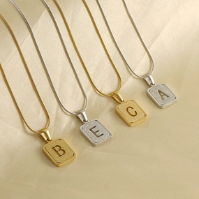 Wholesale 18K Stainless Steel Titanium Steel Alphabet Pendant Necklaces