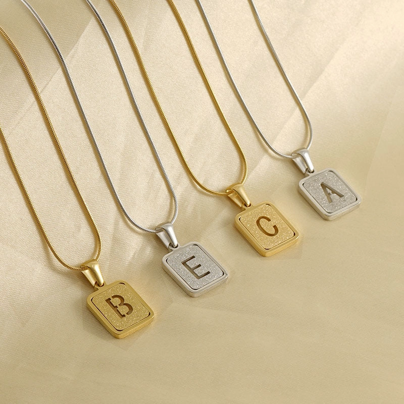 Wholesale 18K Stainless Steel Titanium Steel Alphabet Pendant Necklaces