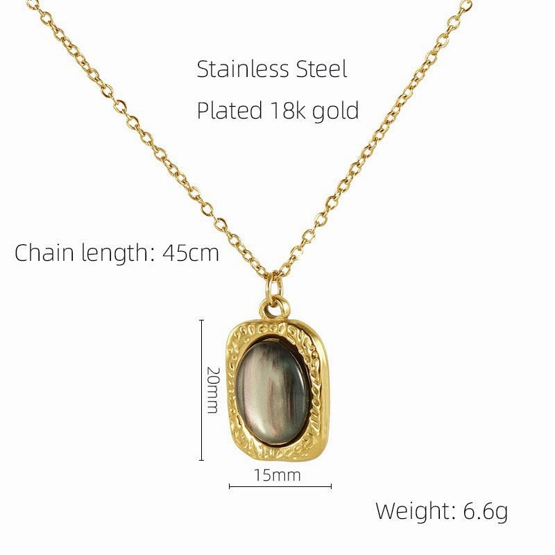 Wholesale 18K Titanium Steel Gemstone Necklace Clavicle Chain