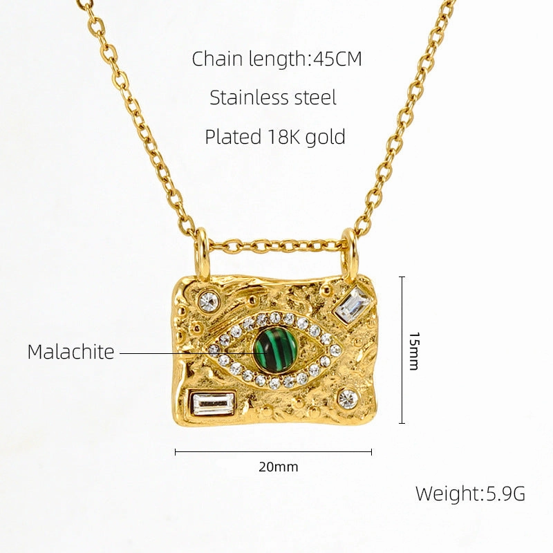 Wholesale 18K Titanium Steel Gemstone Necklace Clavicle Chain