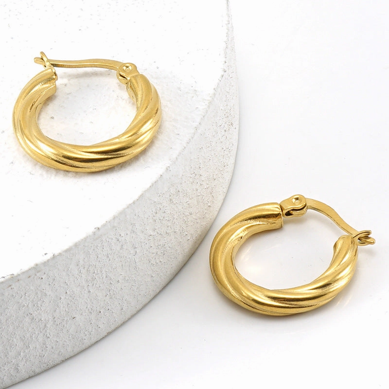 Wholesale 18K Vacuum Electroplated Stainless Steel Stripe Earrings