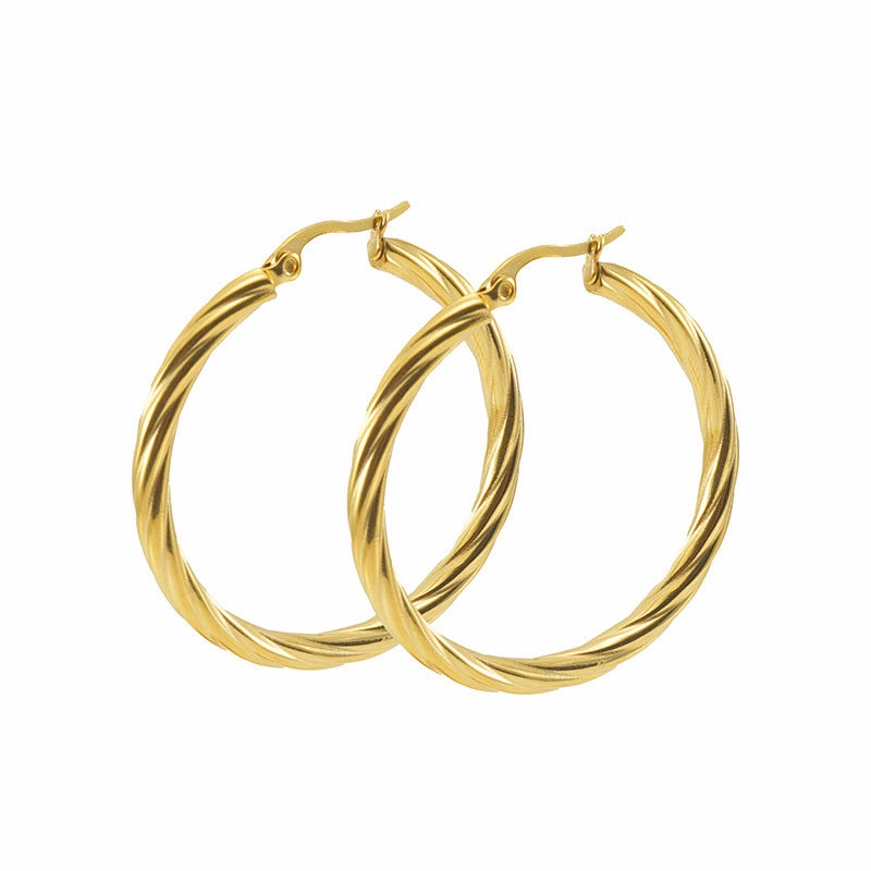 Wholesale 18K Vacuum Electroplated Stainless Steel Stripe Earrings