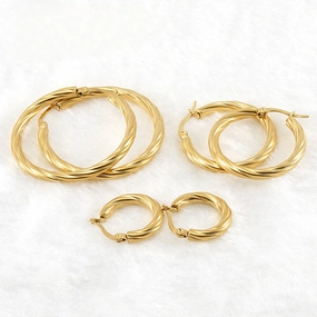 Wholesale 18K Vacuum Electroplated Stainless Steel Stripe Earrings