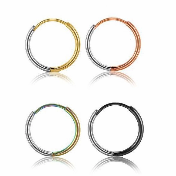 Wholesale 1.2mm Wire Diameter Stainless Steel Color Matching Circle Earrings
