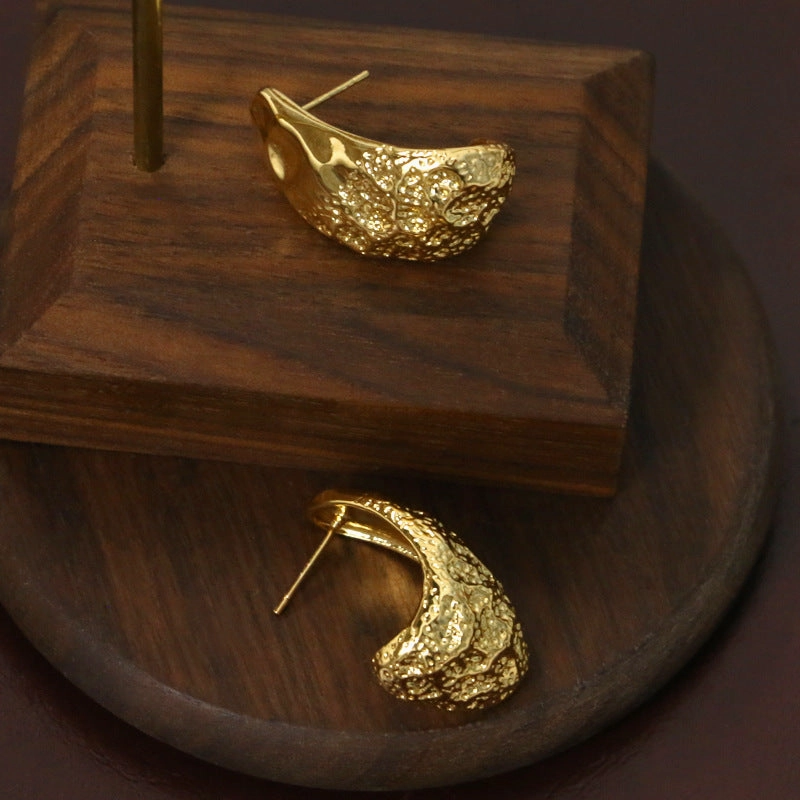 Wholesale 2023 Textured Copper Exaggerated Earrings