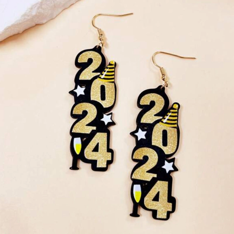 Wholesale 2024 Digital Earrings Female