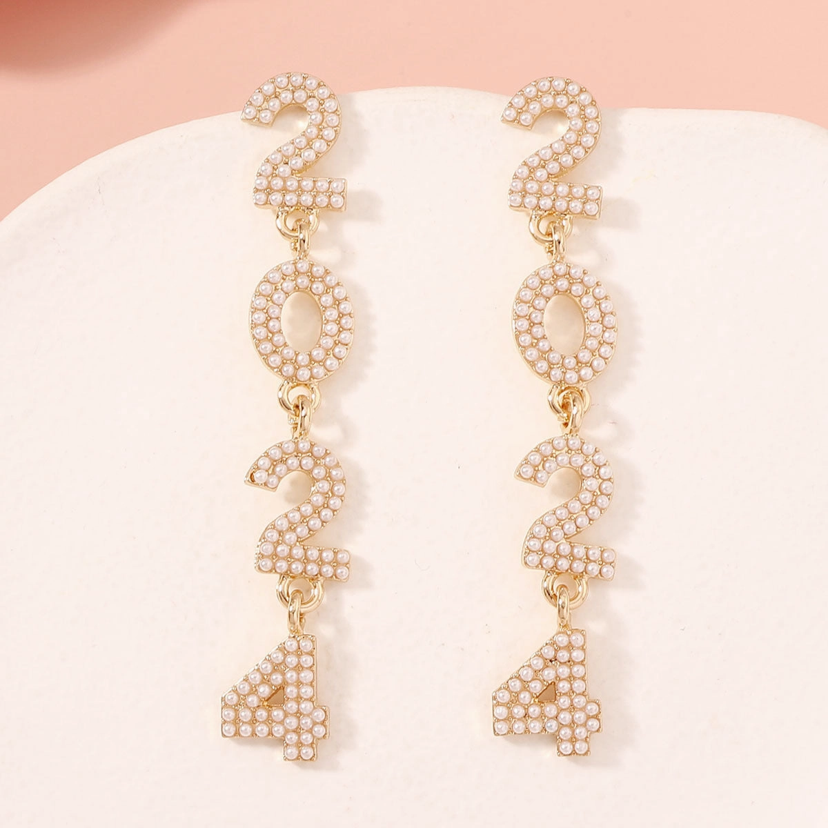 Wholesale 2024 Full Diamond Digital Zinc Alloy Earrings